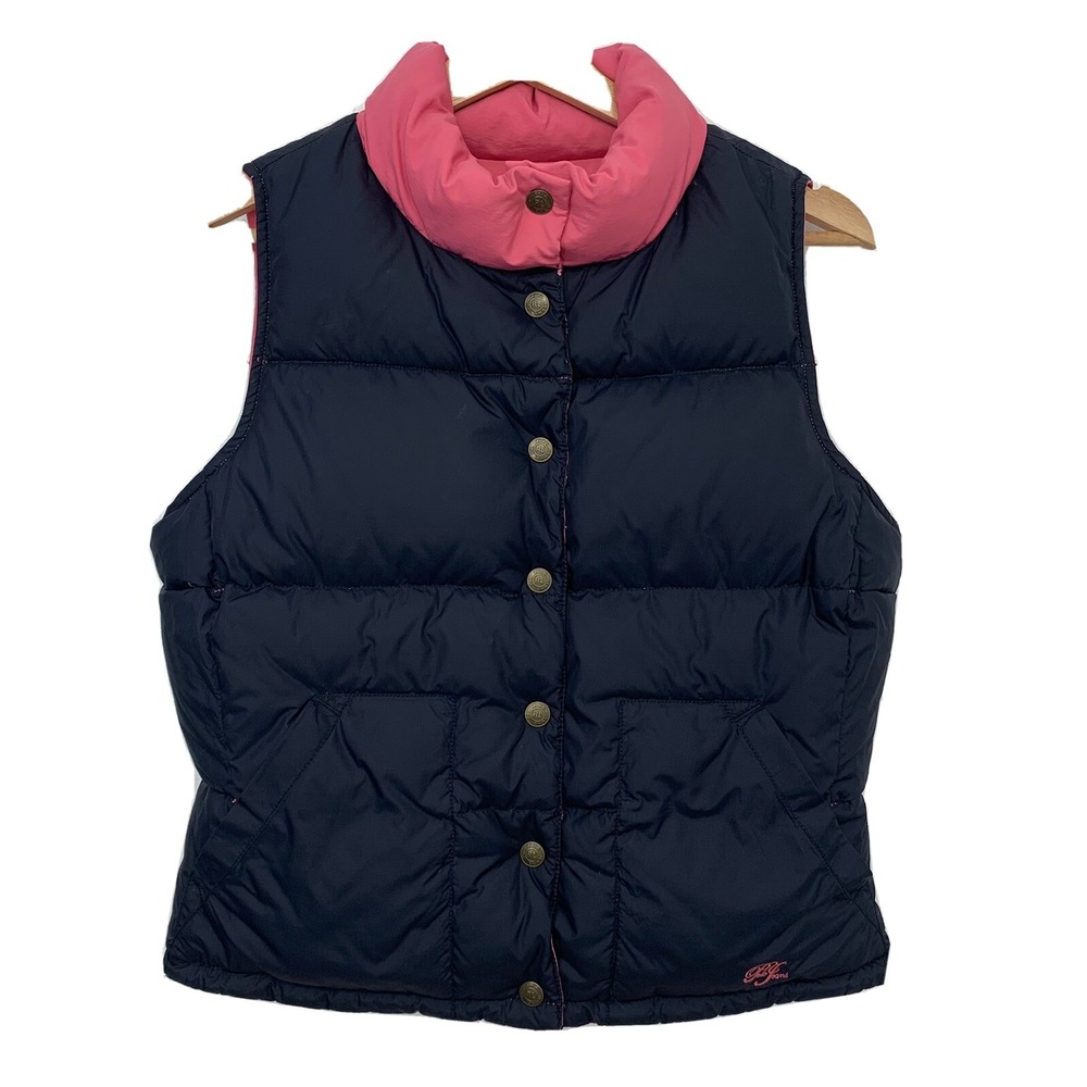 Polo Ralph Lauren Vest Reversible Small Puffer Down Outdoor Navy Pink Snap